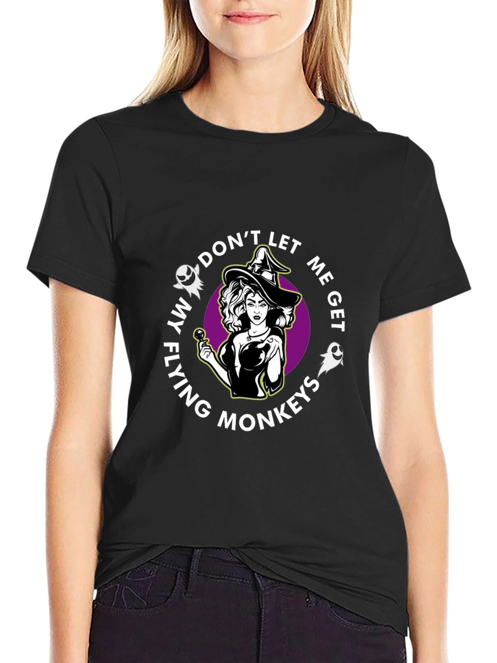 Witch Flying Monkeys Graphic Black T-Shirt