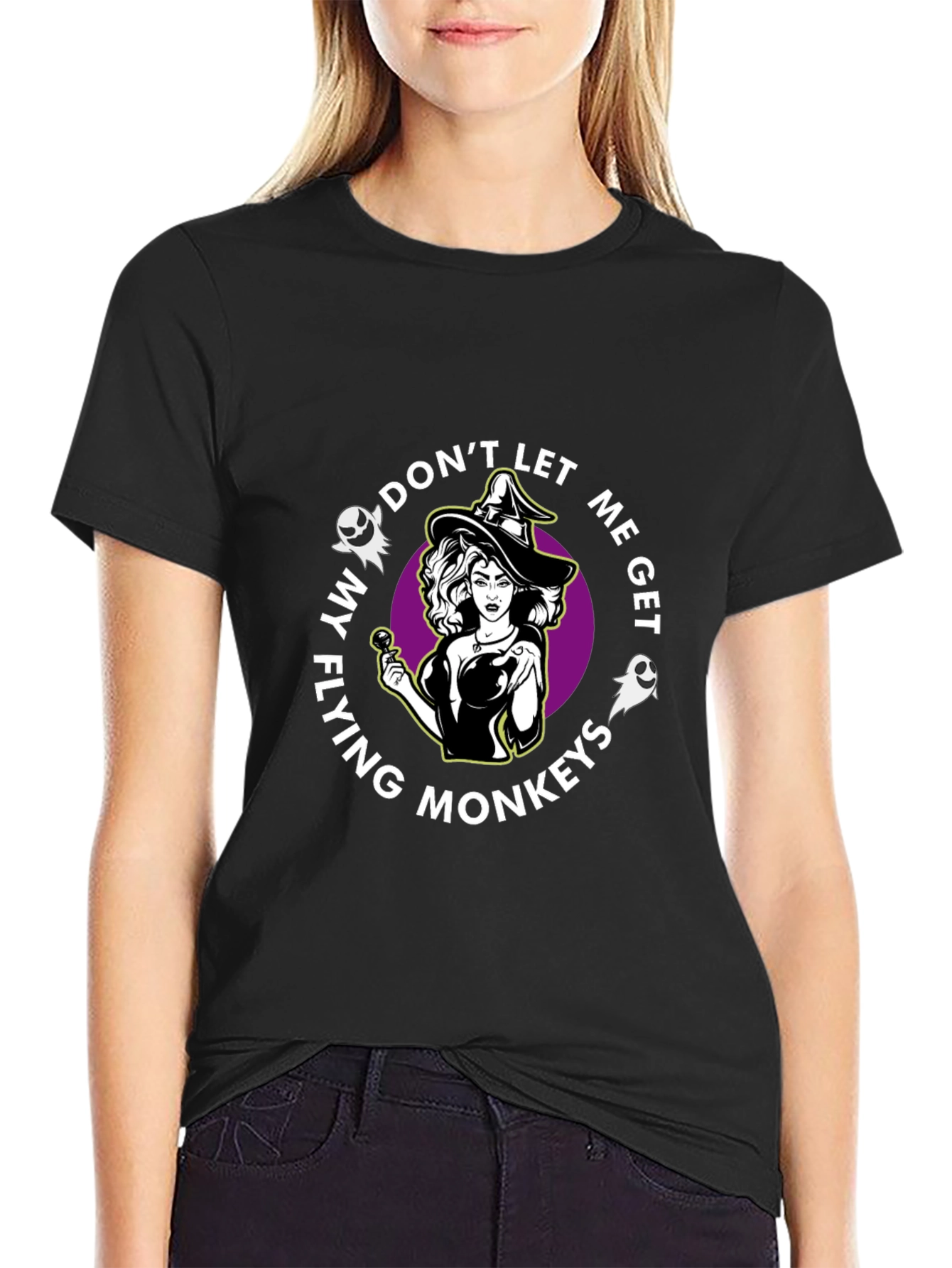 Witch Flying Monkeys Graphic Black T-Shirt