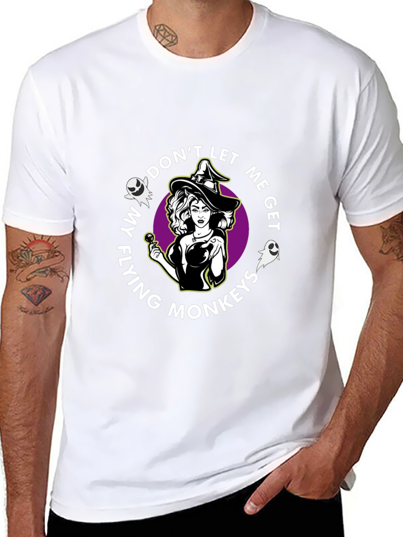 Witch Flying Monkeys Graphic Black T-Shirt