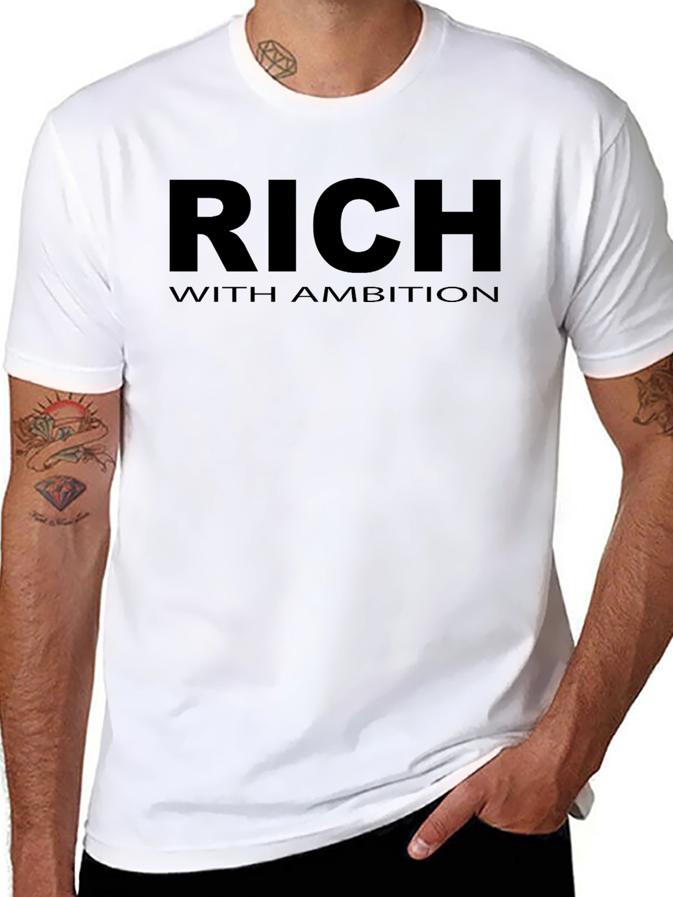 Rich With Ambition Graphic Tee - Stylish Black T-Shirt
