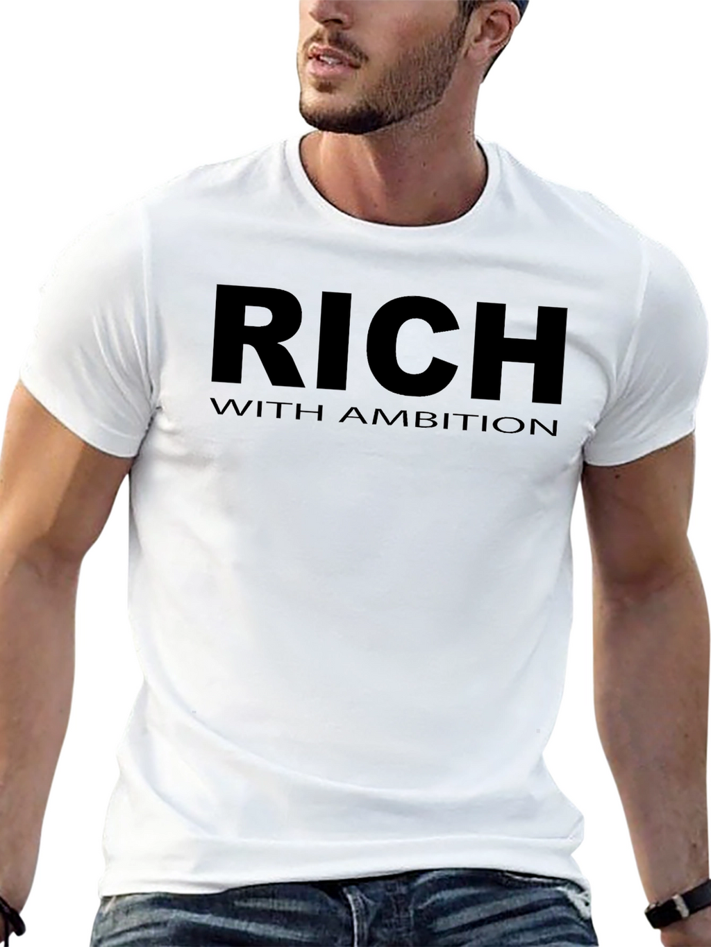 Rich With Ambition Graphic Tee - Stylish Black T-Shirt