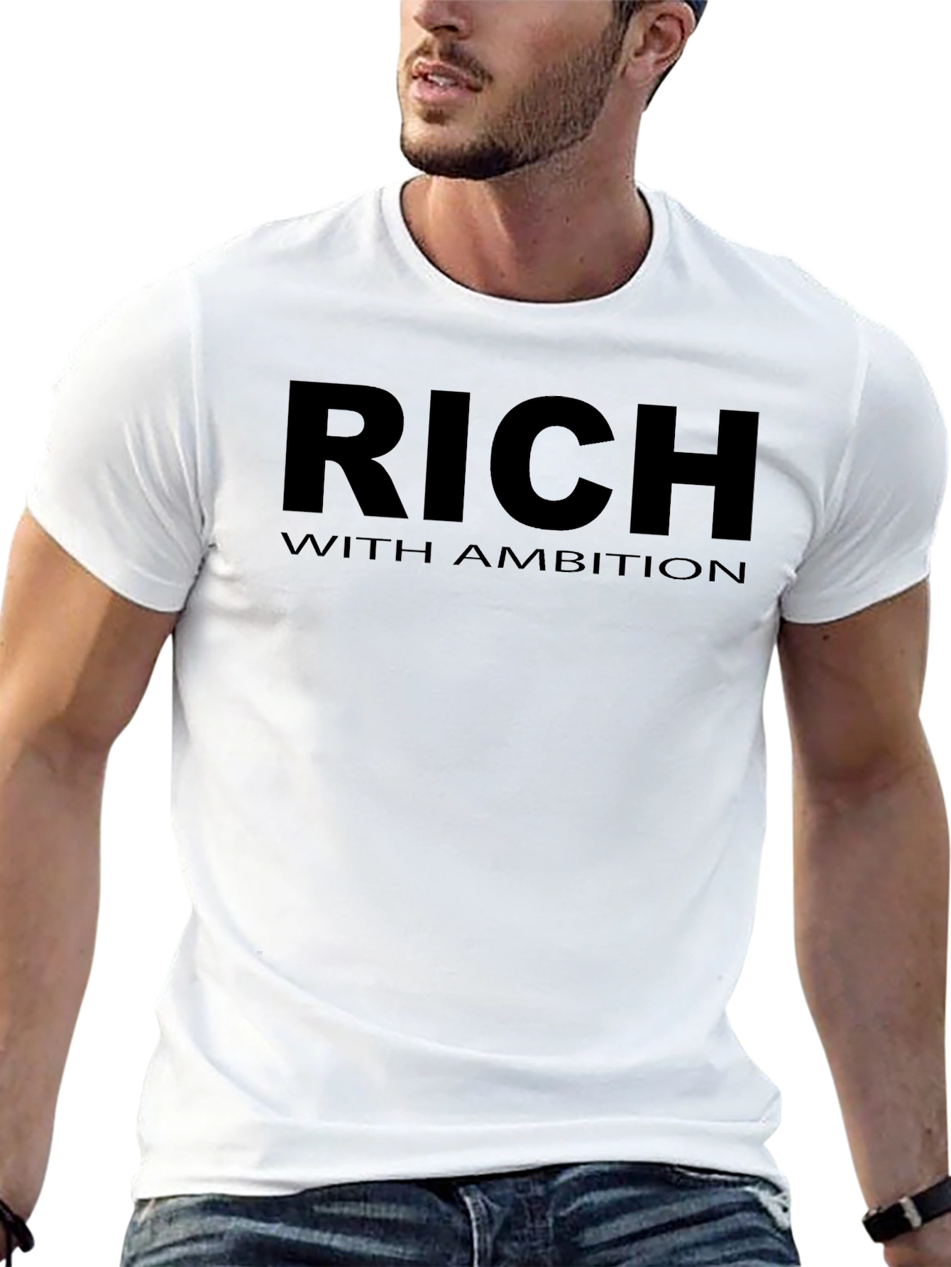 Rich With Ambition Graphic Tee - Stylish Black T-Shirt