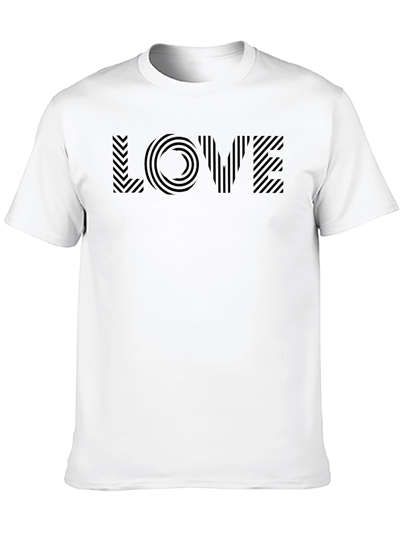 Geometric LOVE Graphic Tee - Stylish Black T-Shirt