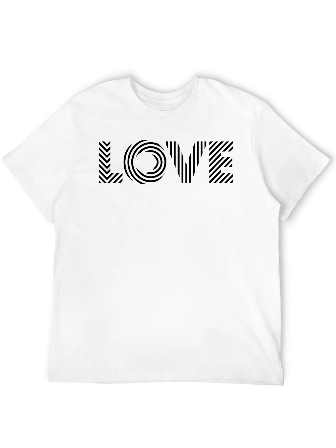 Geometric LOVE Graphic Tee - Stylish Black T-Shirt