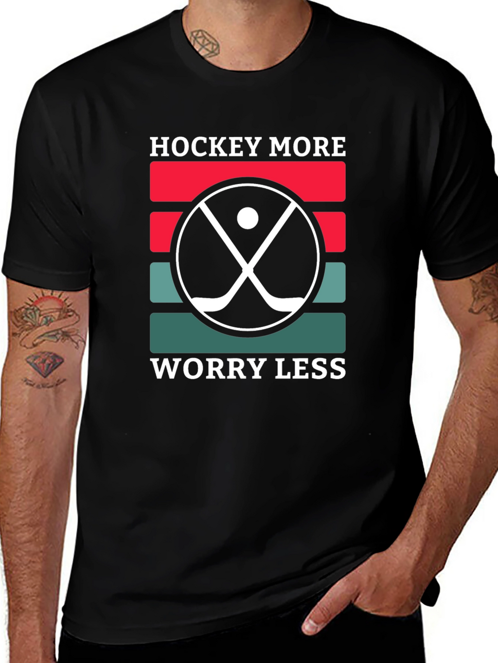 Hockey More Worry Less T-Shirt Novelty Tee