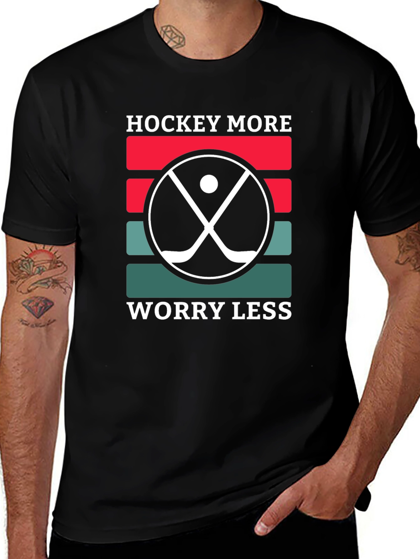 Hockey More Worry Less T-Shirt Novelty Tee