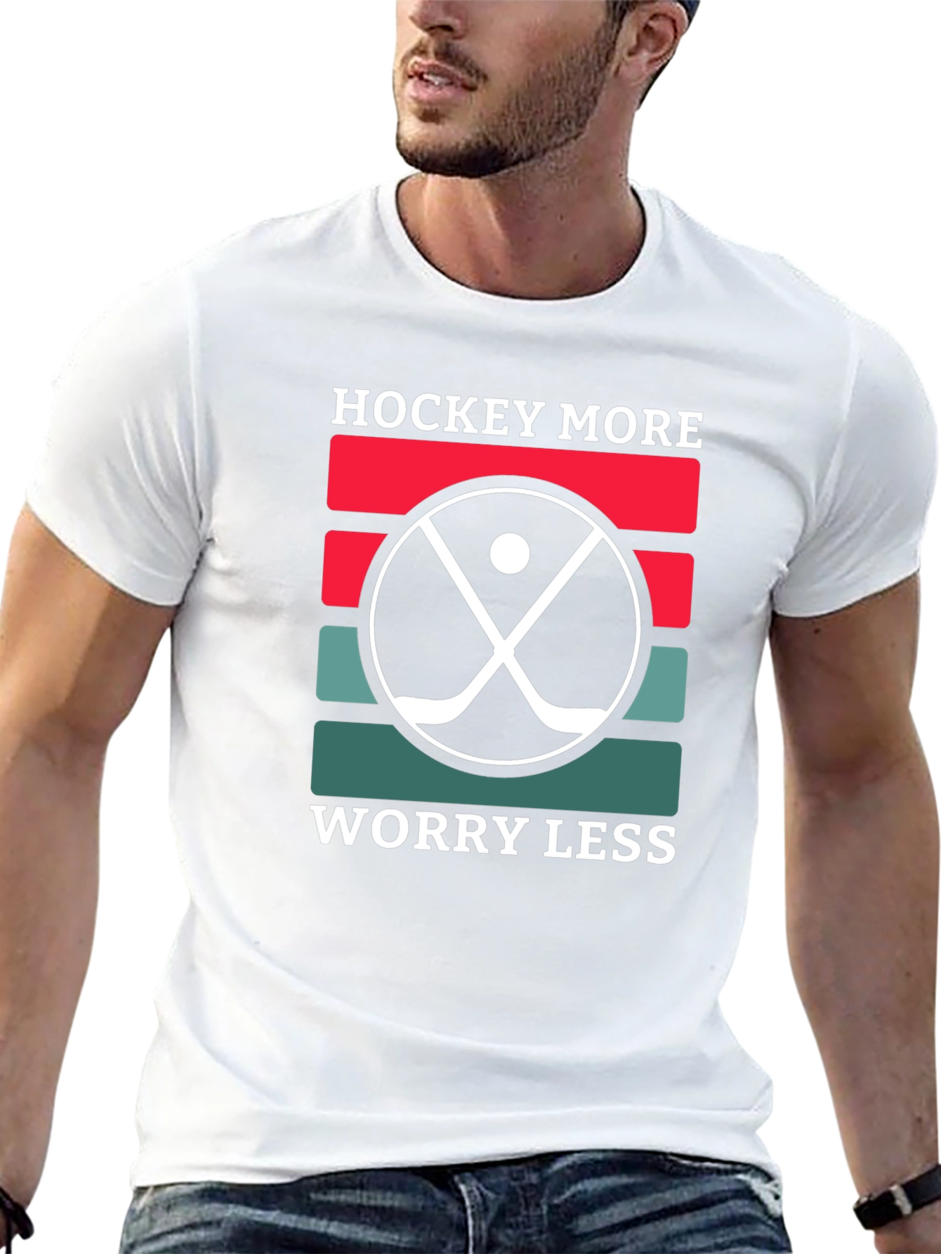 Hockey More Worry Less T-Shirt Novelty Tee