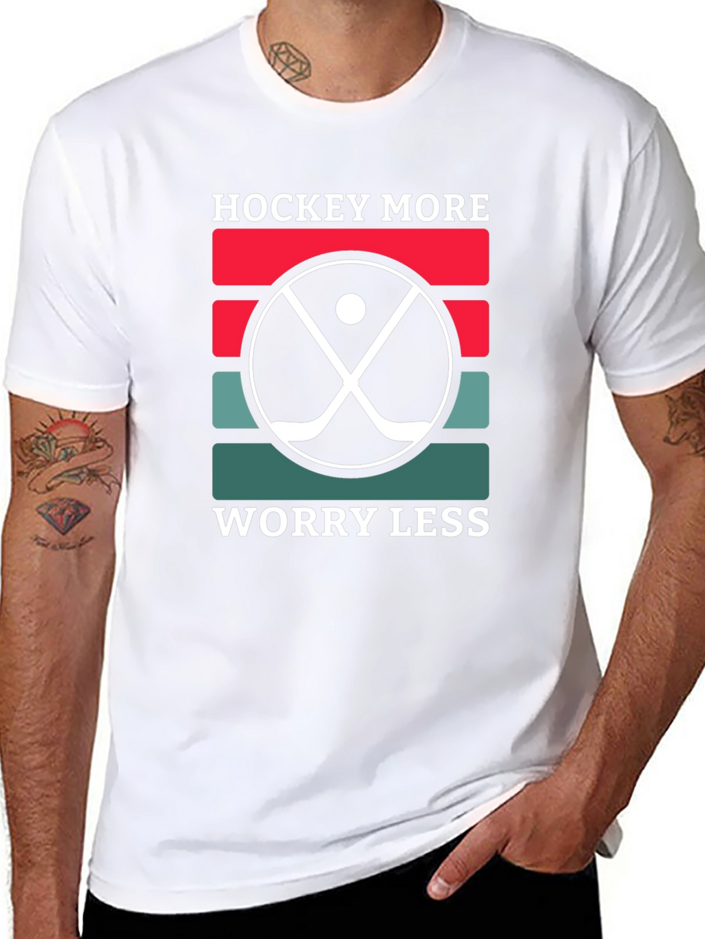Hockey More Worry Less T-Shirt Novelty Tee