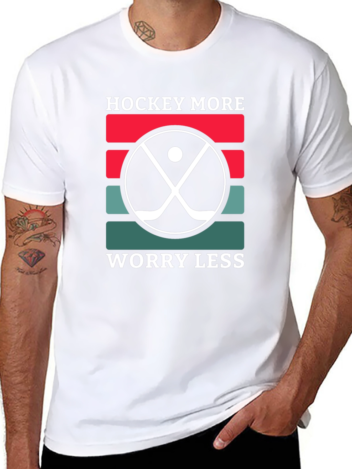 Hockey More Worry Less T-Shirt Novelty Tee