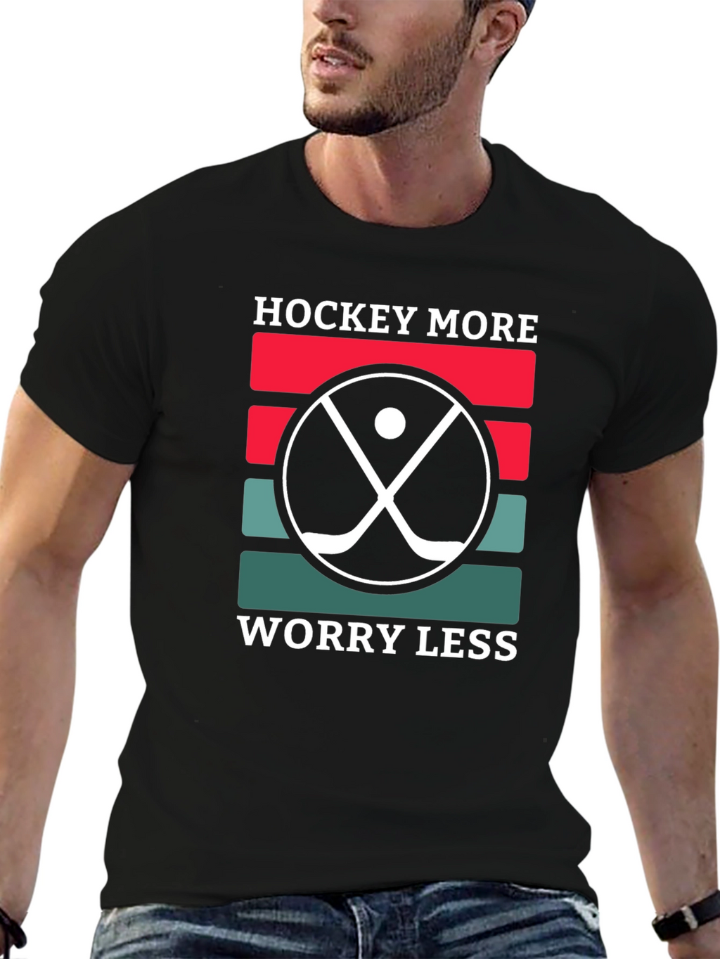Hockey More Worry Less T-Shirt Novelty Tee