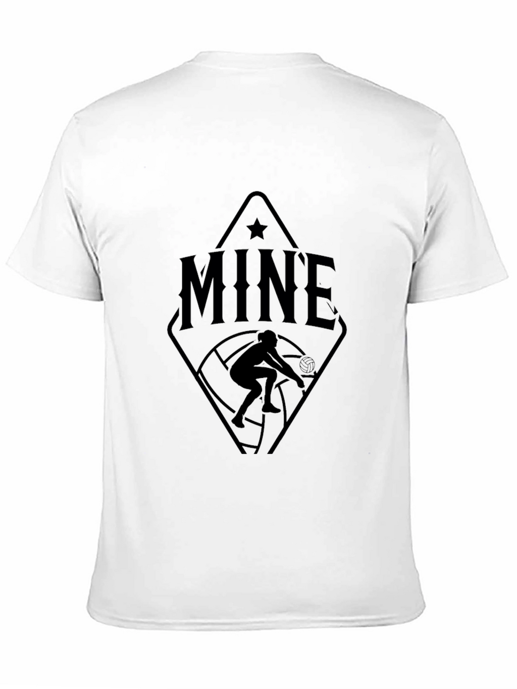 MINE Volleyball Player Graphic Tee - Black Cotton T-Shirt