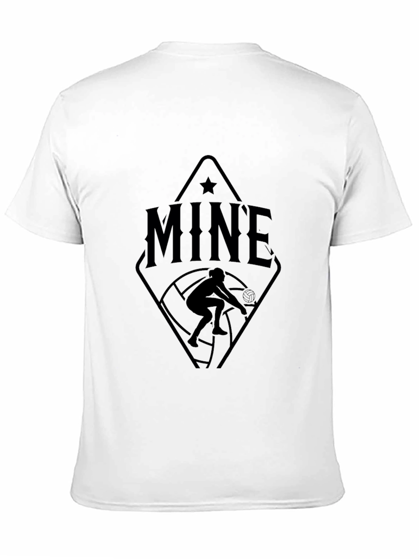MINE Volleyball Player Graphic Tee - Black Cotton T-Shirt