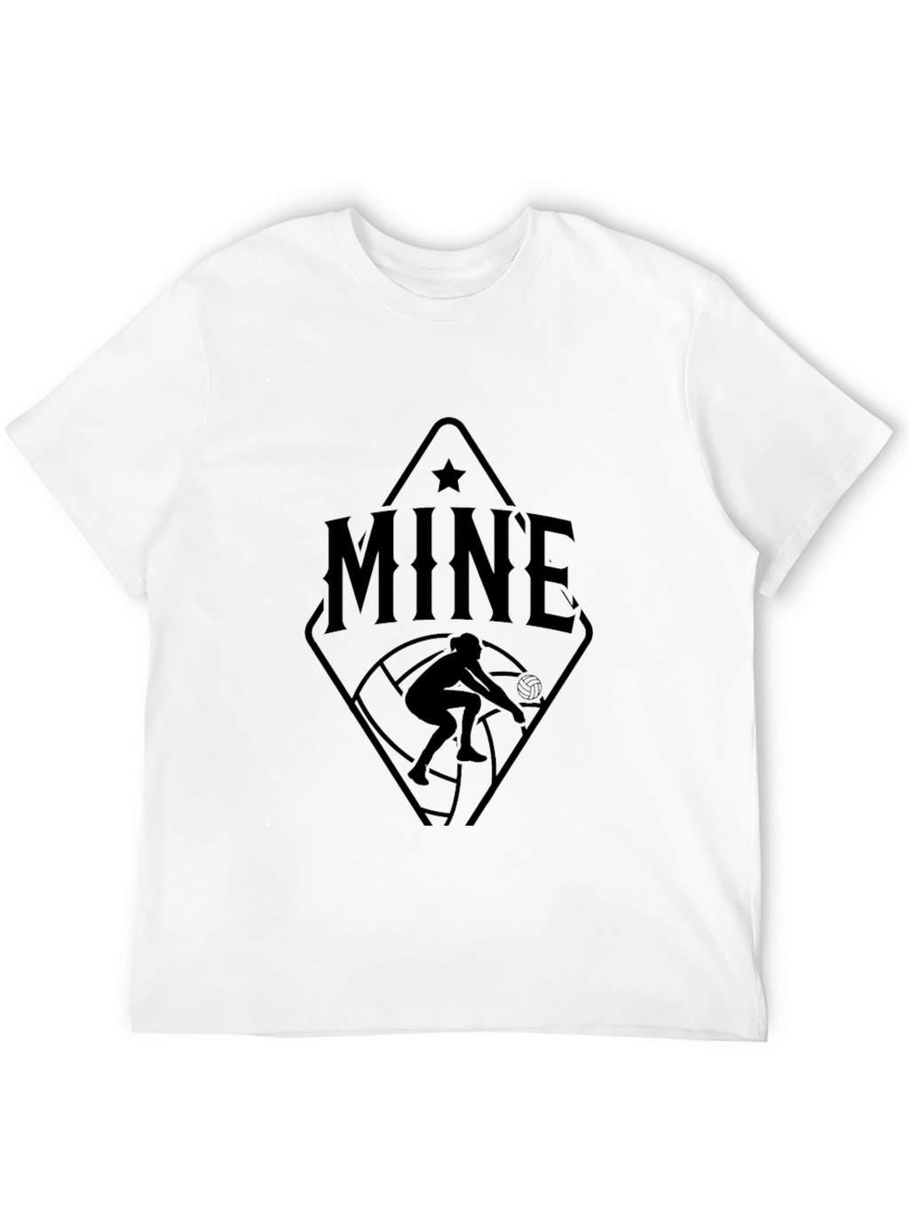 MINE Volleyball Player Graphic Tee - Black Cotton T-Shirt