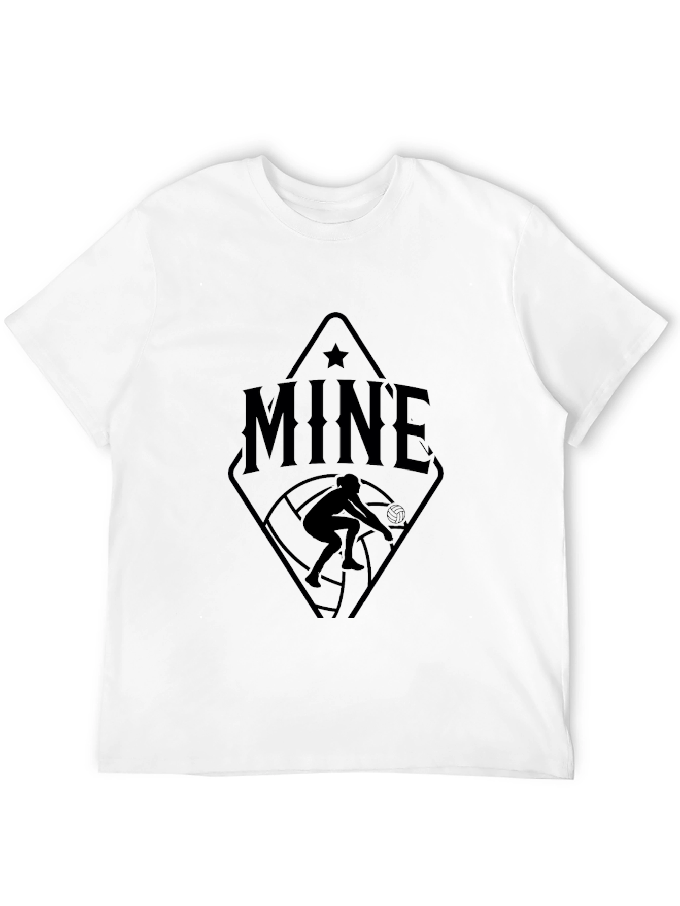 MINE Volleyball Player Graphic Tee - Black Cotton T-Shirt