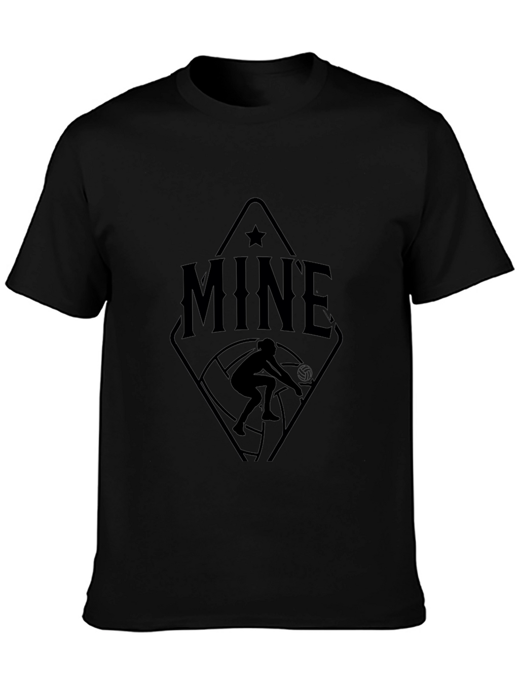 MINE Volleyball Player Graphic Tee - Black Cotton T-Shirt