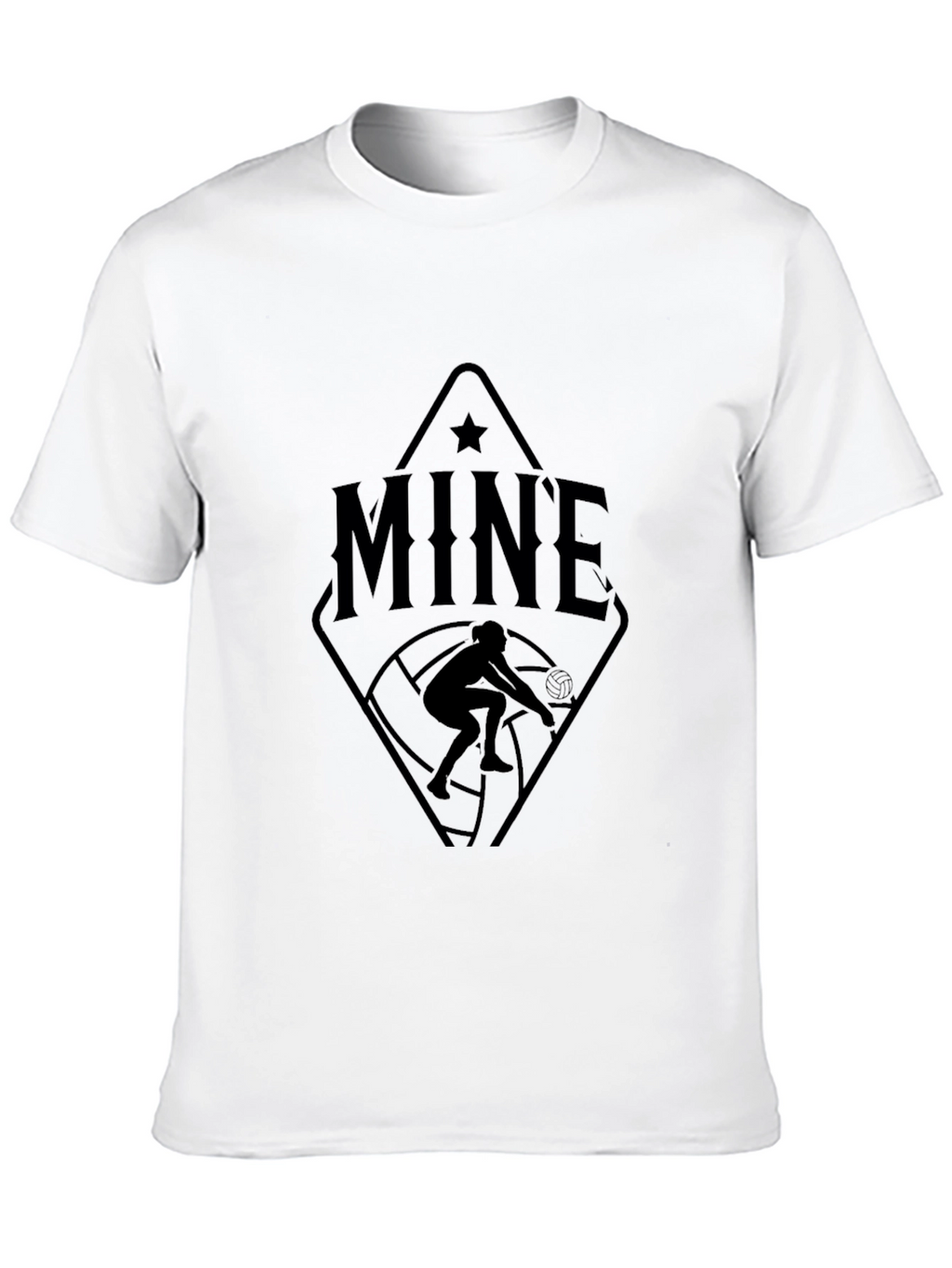 MINE Volleyball Player Graphic Tee - Black Cotton T-Shirt