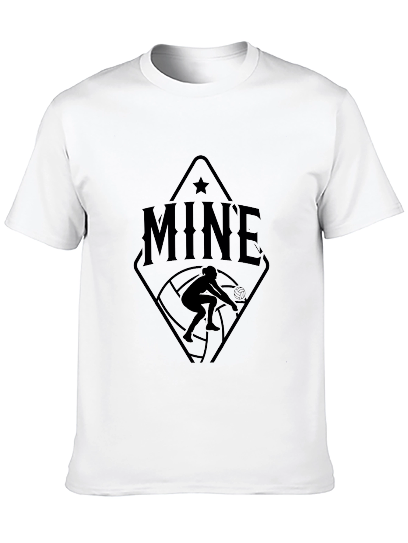 MINE Volleyball Player Graphic Tee - Black Cotton T-Shirt