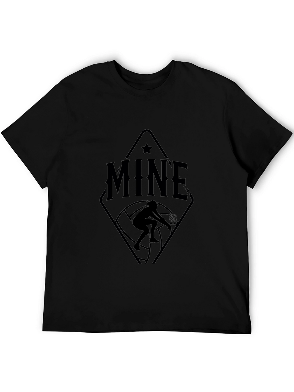MINE Volleyball Player Graphic Tee - Black Cotton T-Shirt