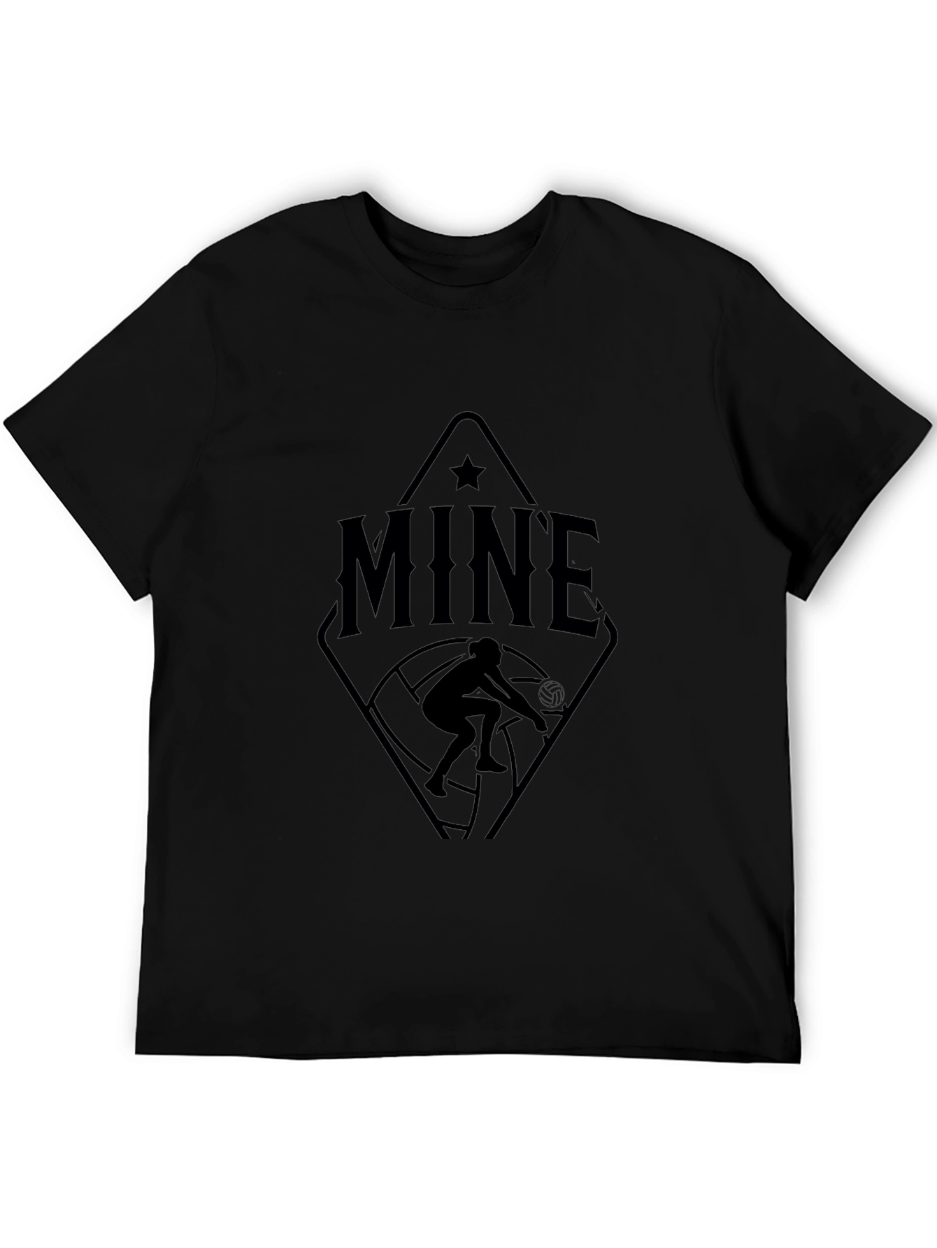 MINE Volleyball Player Graphic Tee - Black Cotton T-Shirt