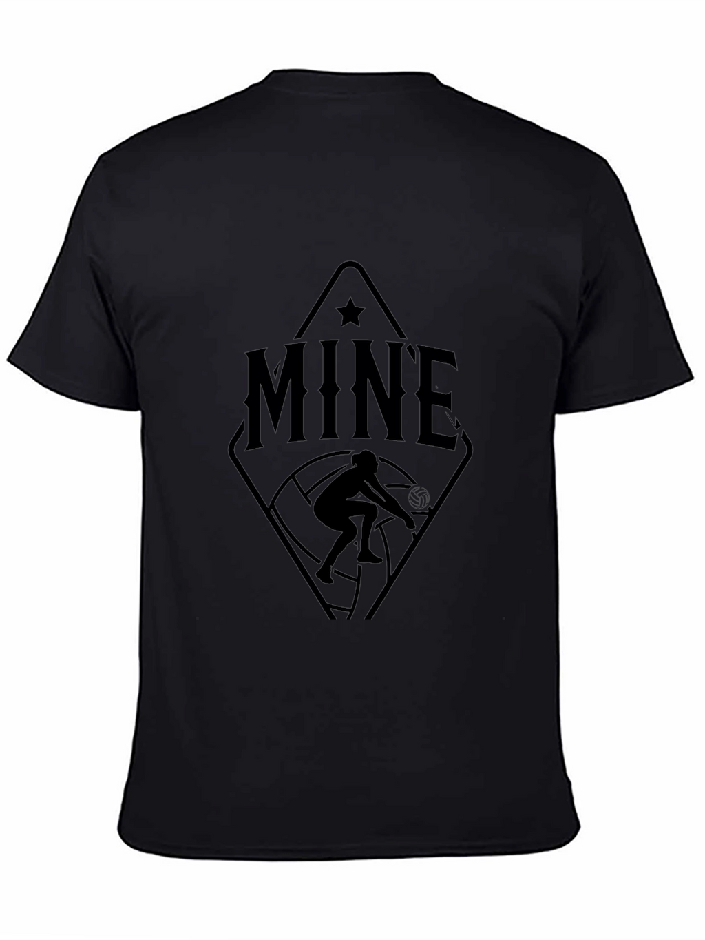 MINE Volleyball Player Graphic Tee - Black Cotton T-Shirt