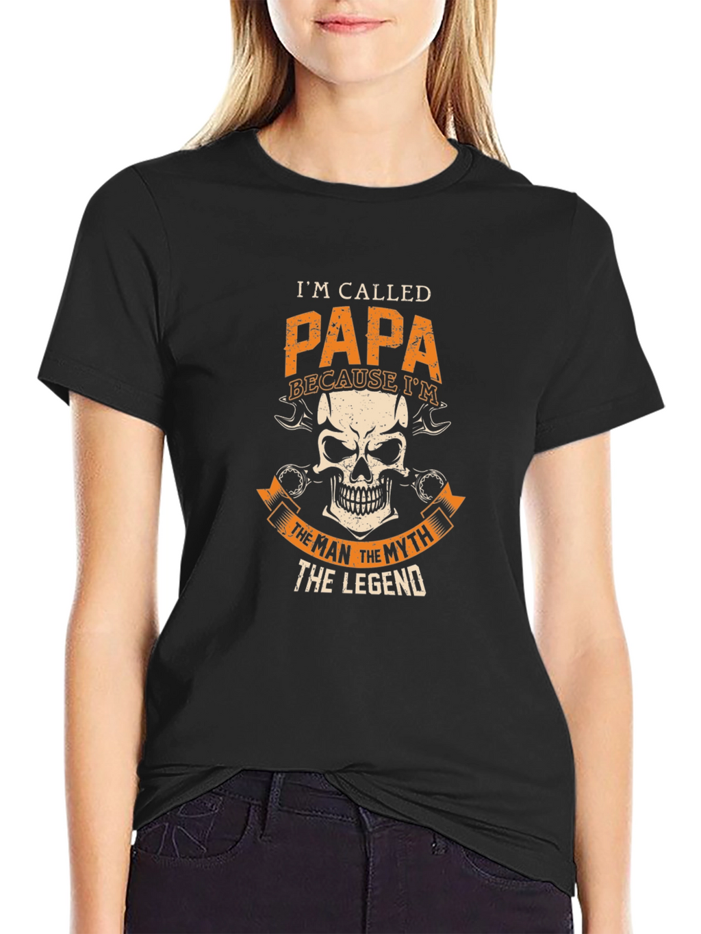 Papa the Legend Graphic Tee - Black Cotton T-Shirt
