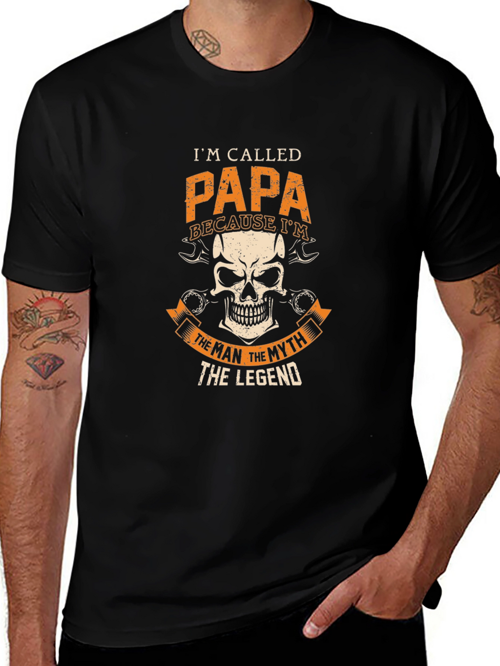 Papa the Legend Graphic Tee - Black Cotton T-Shirt