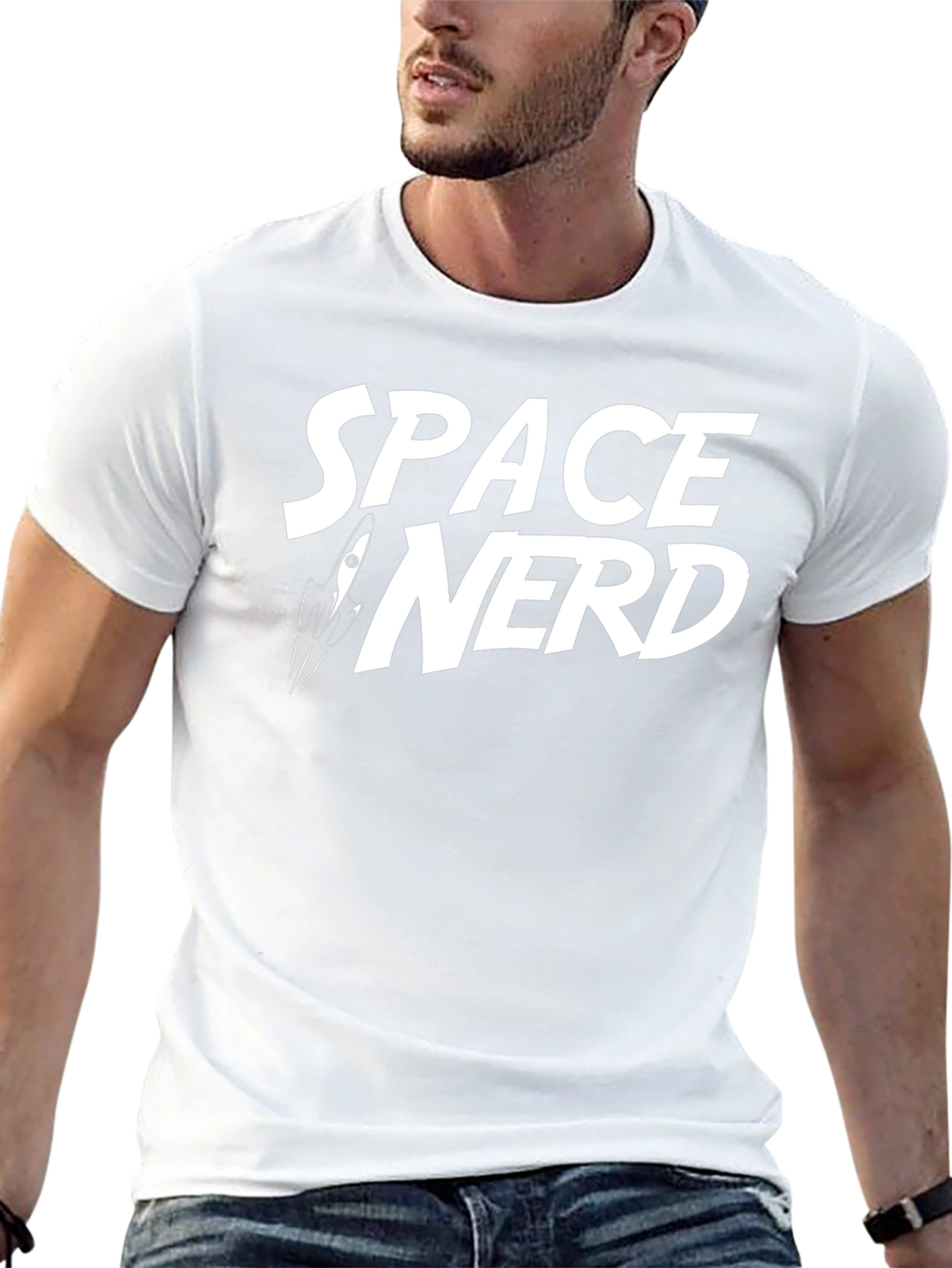 Space Nerd Graphic Tee - Black Cotton T-Shirt