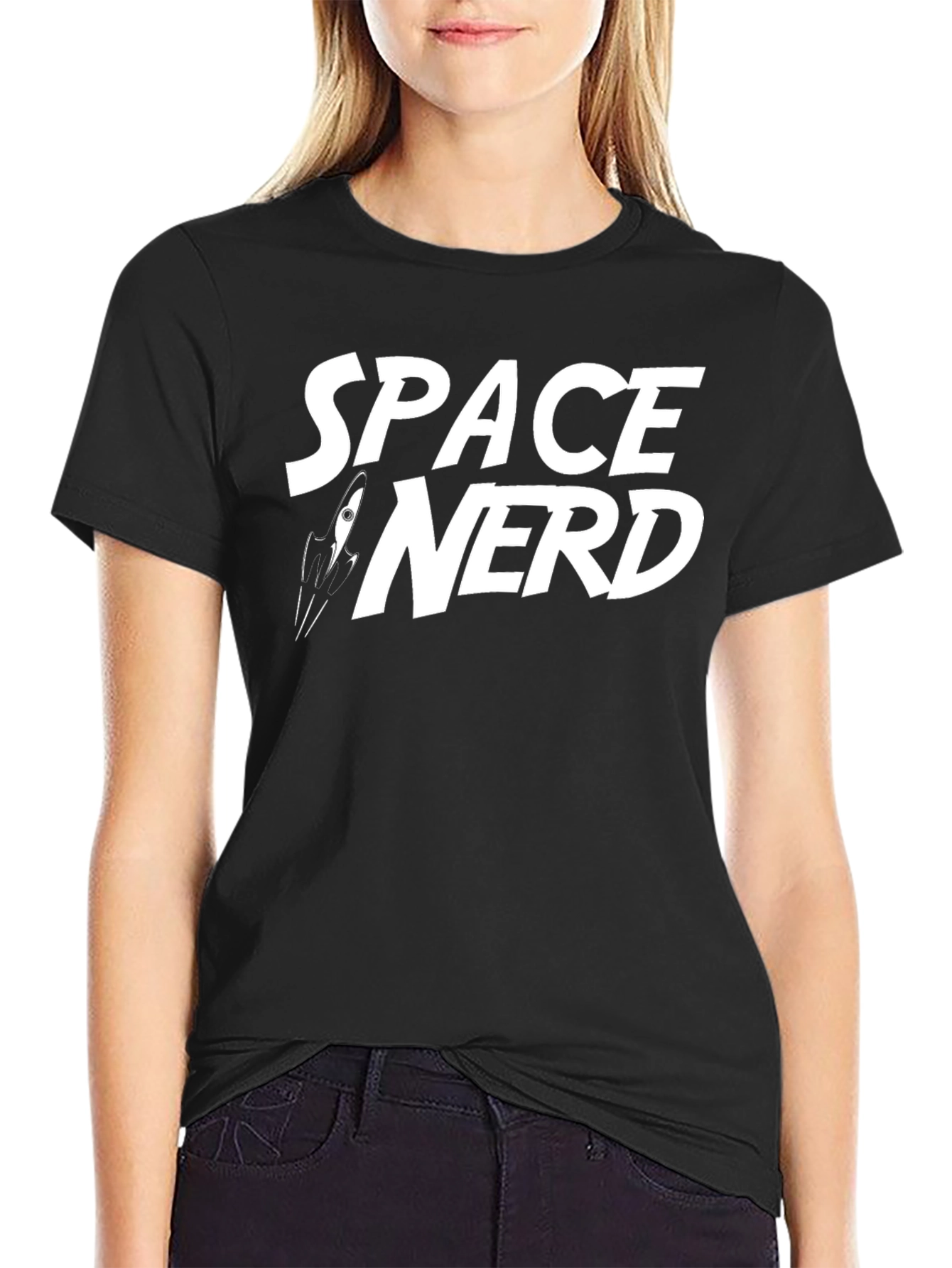Space Nerd Graphic Tee - Black Cotton T-Shirt