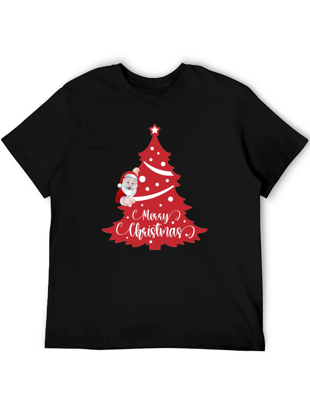Festive Merry Christmas Tree Santa Graphic Tee