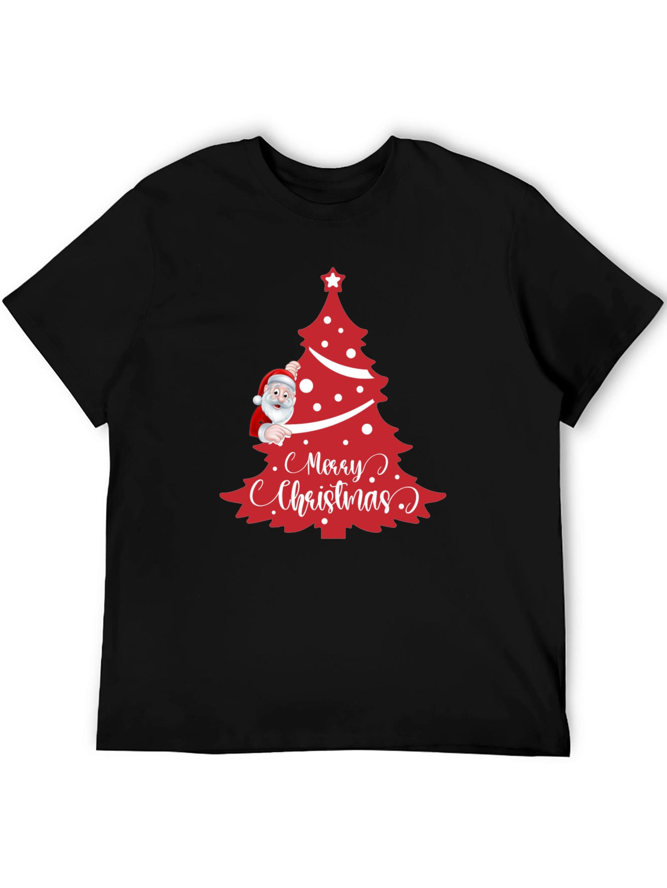 Festive Merry Christmas Tree Santa Graphic Tee