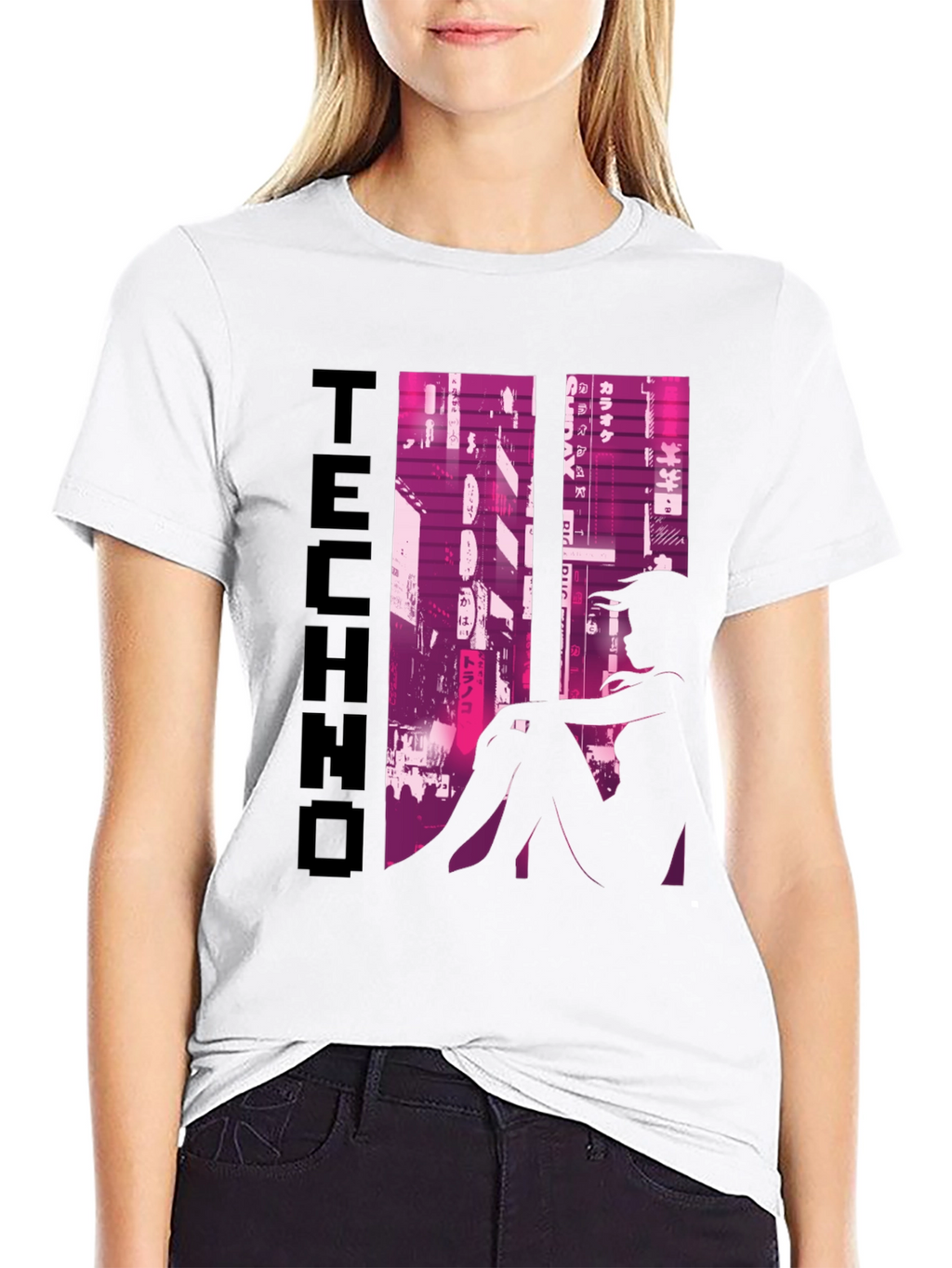 Techno Anime Girl Graphic T-Shirt