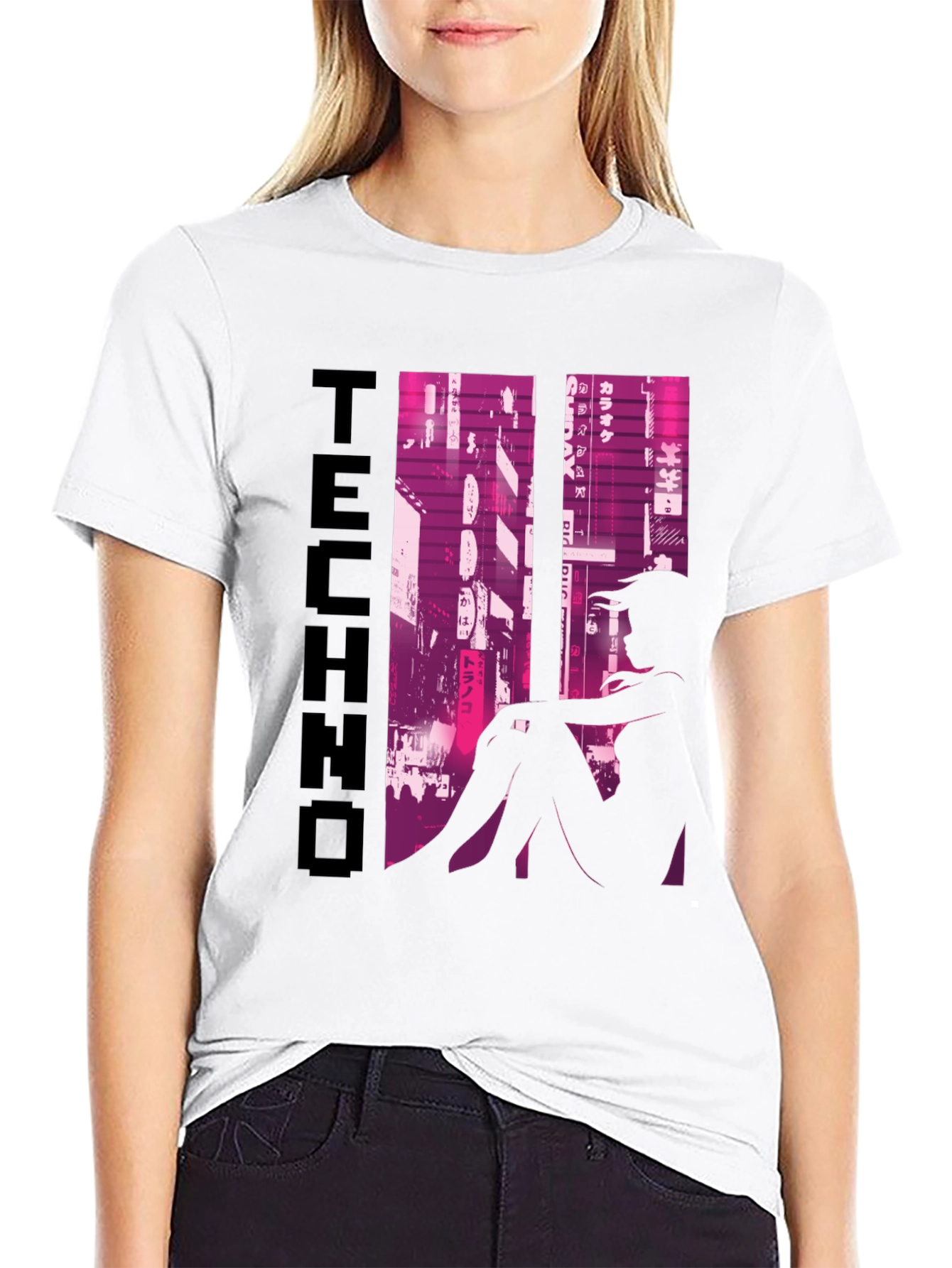 Techno Anime Girl Graphic T-Shirt