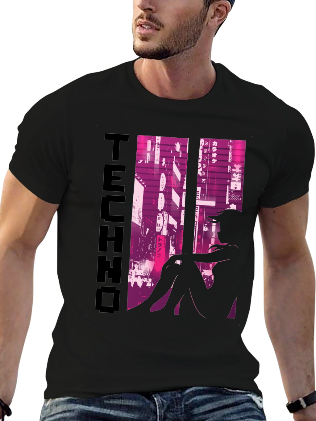 Techno Anime Girl Graphic T-Shirt