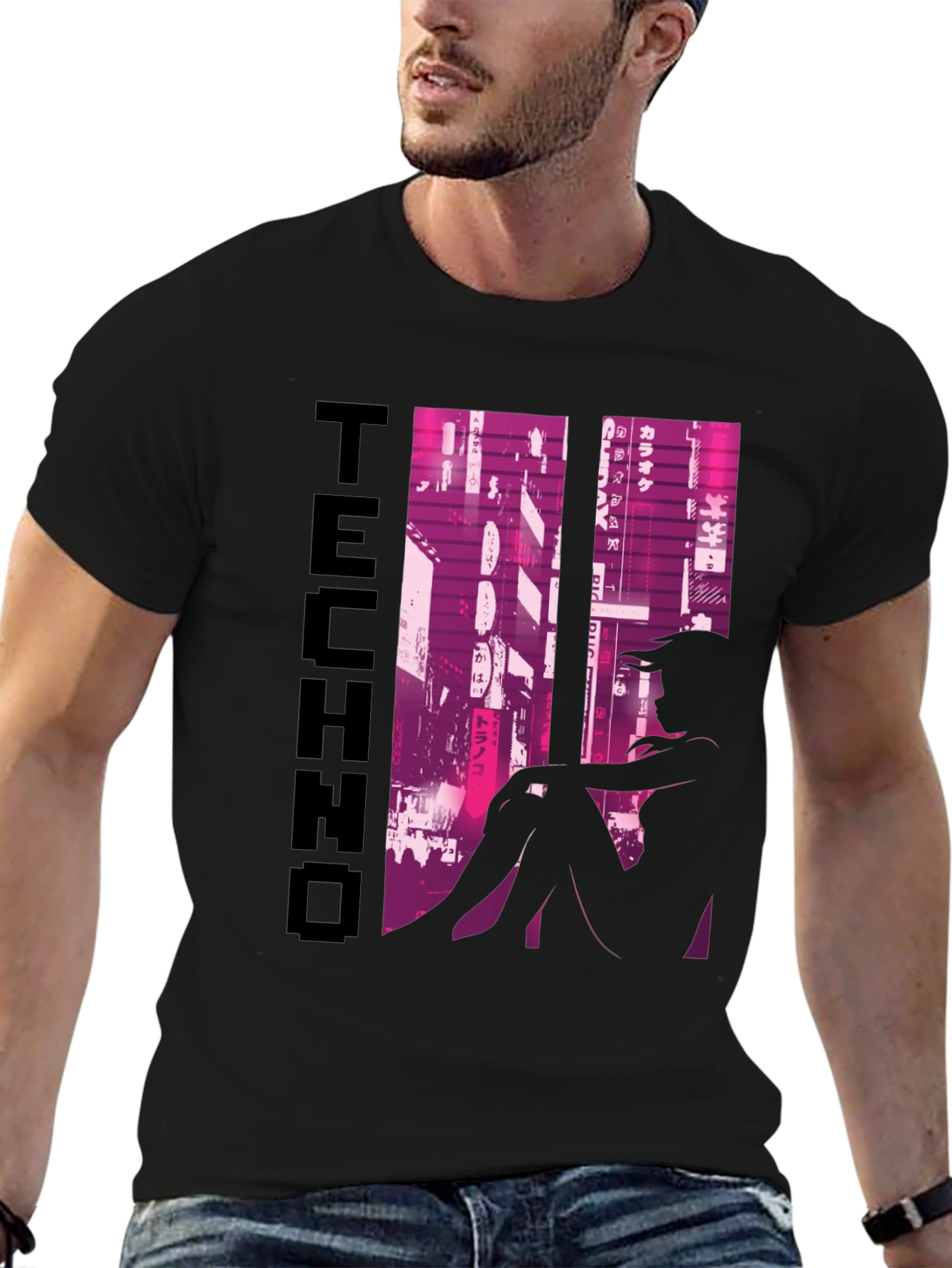 Techno Anime Girl Graphic T-Shirt