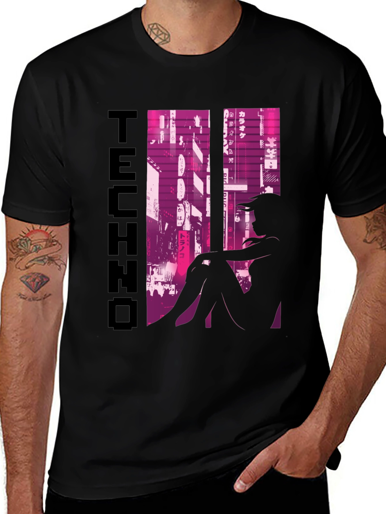 Techno Anime Girl Graphic T-Shirt