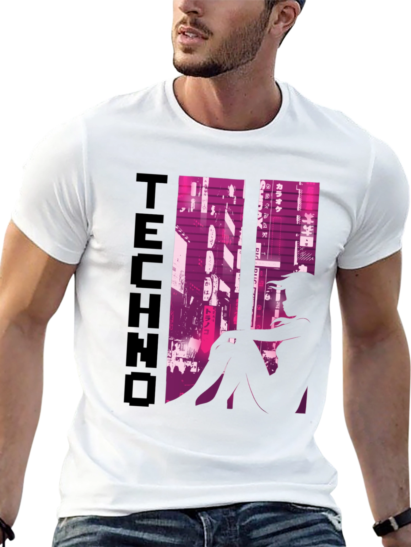 Techno Anime Girl Graphic T-Shirt