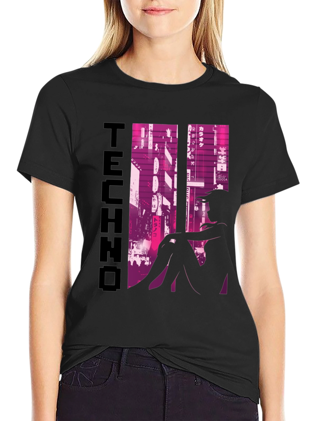 Techno Anime Girl Graphic T-Shirt