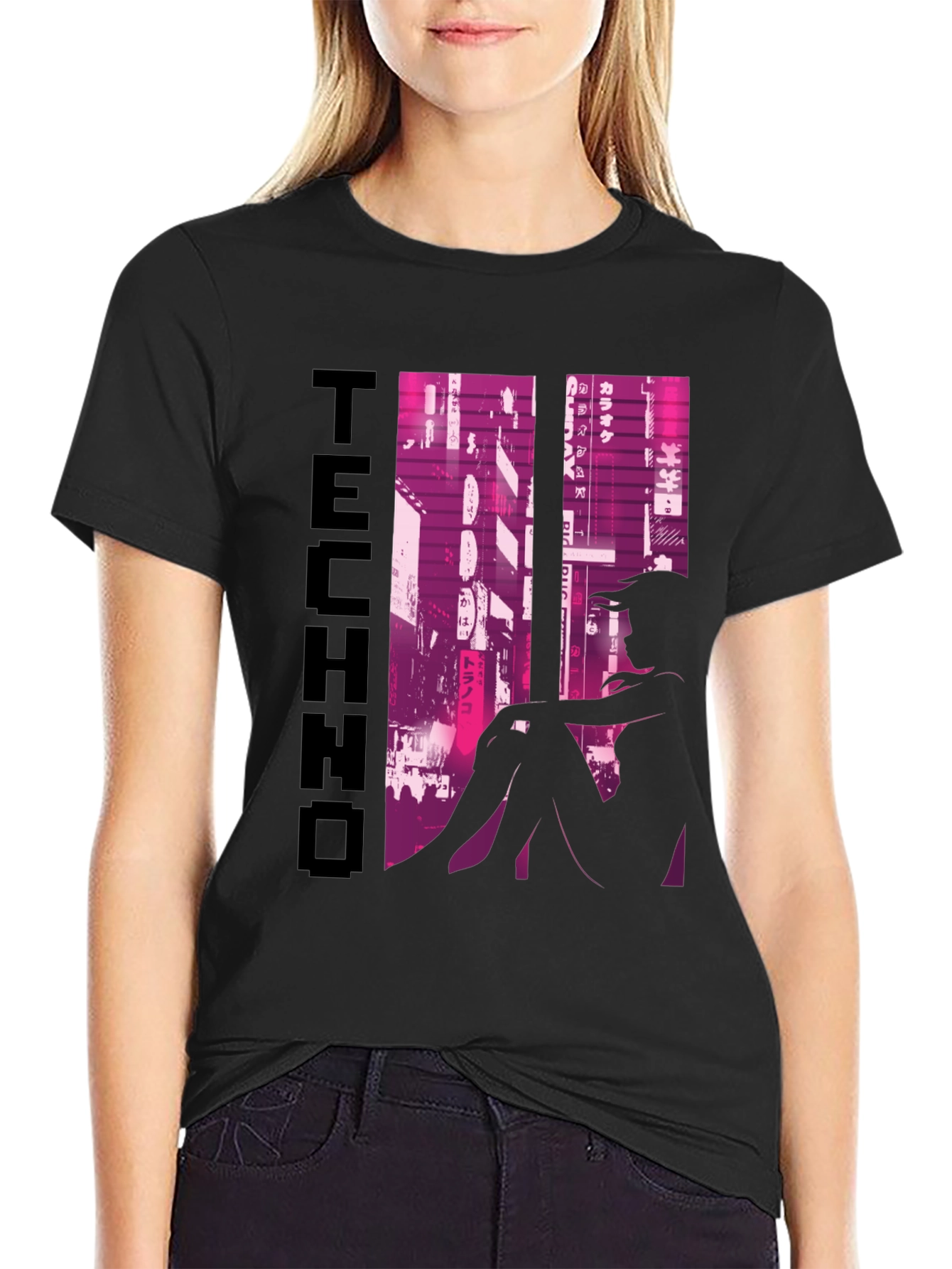 Techno Anime Girl Graphic T-Shirt