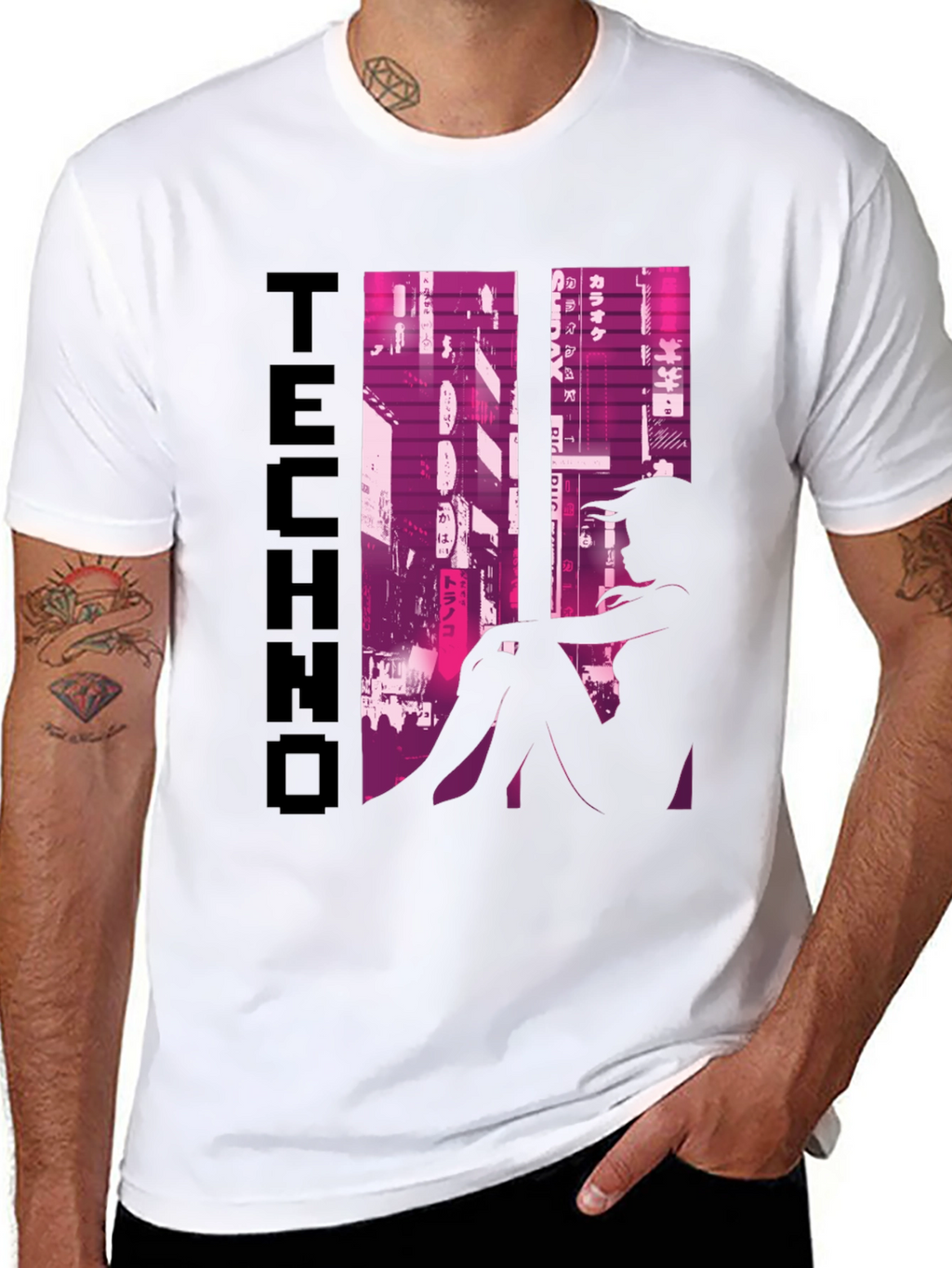 Techno Anime Girl Graphic T-Shirt
