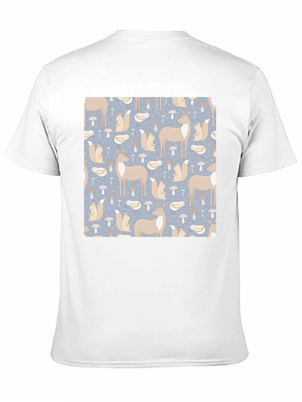 Woodland Animal Pattern Black Crew Neck Tee
