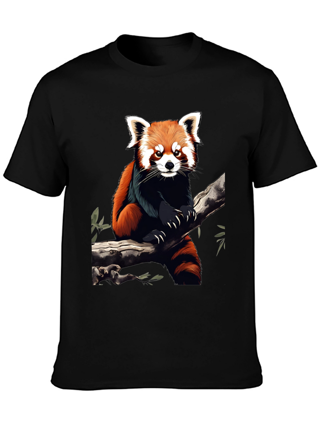 Red Panda Graphic Tee - Black Cotton Blend