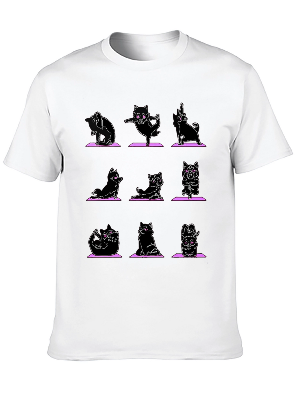 Yoga Cat Graphic Black T-Shirt