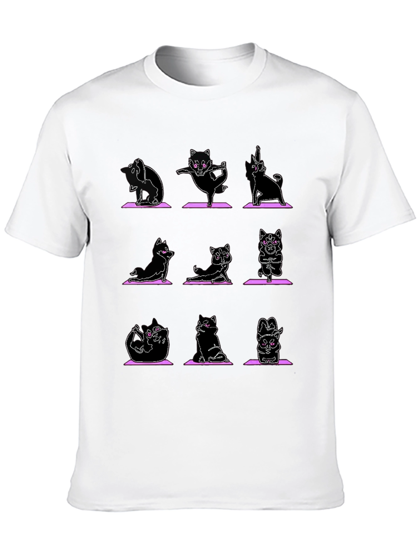 Yoga Cat Graphic Black T-Shirt