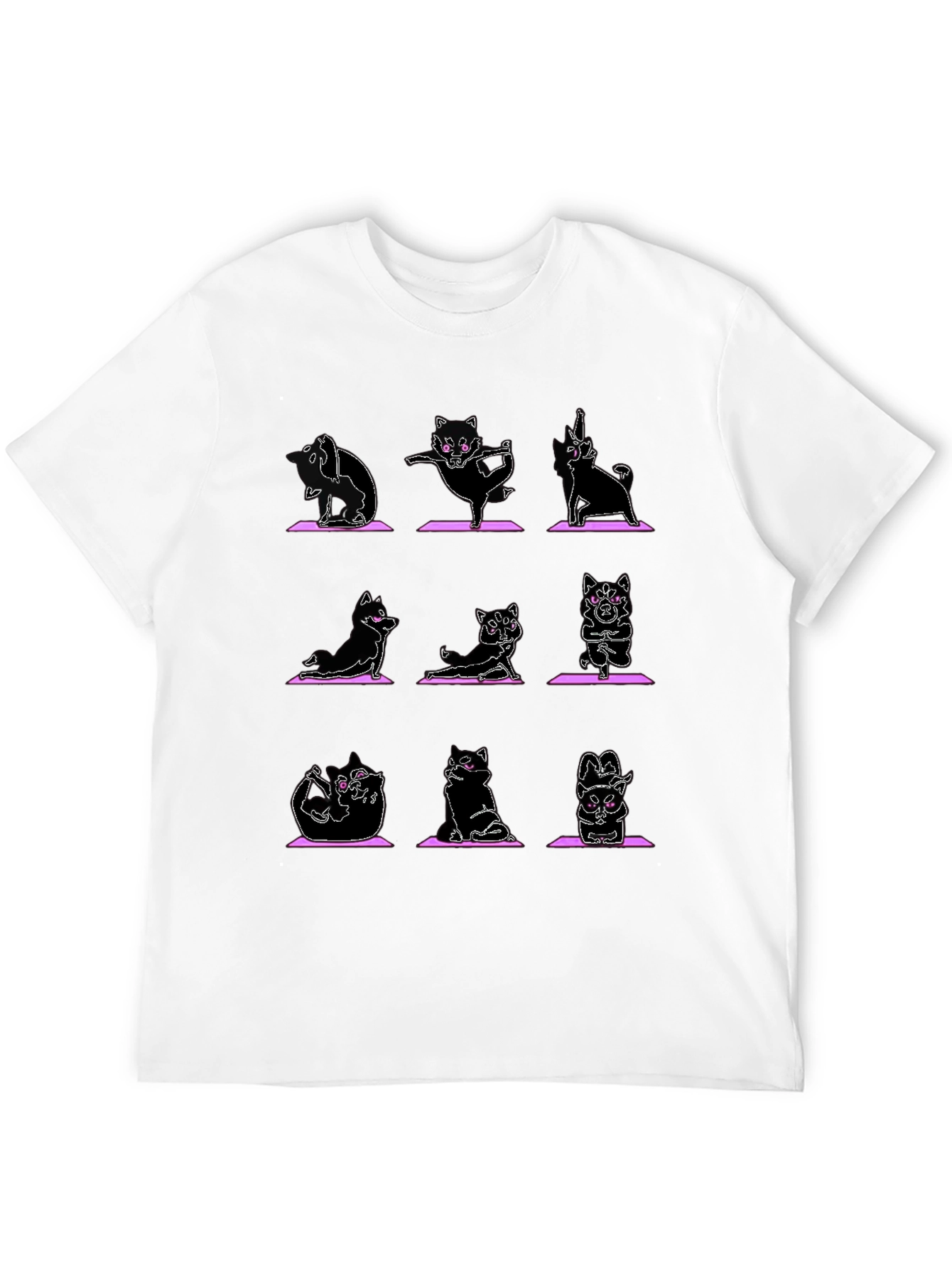 Yoga Cat Graphic Black T-Shirt