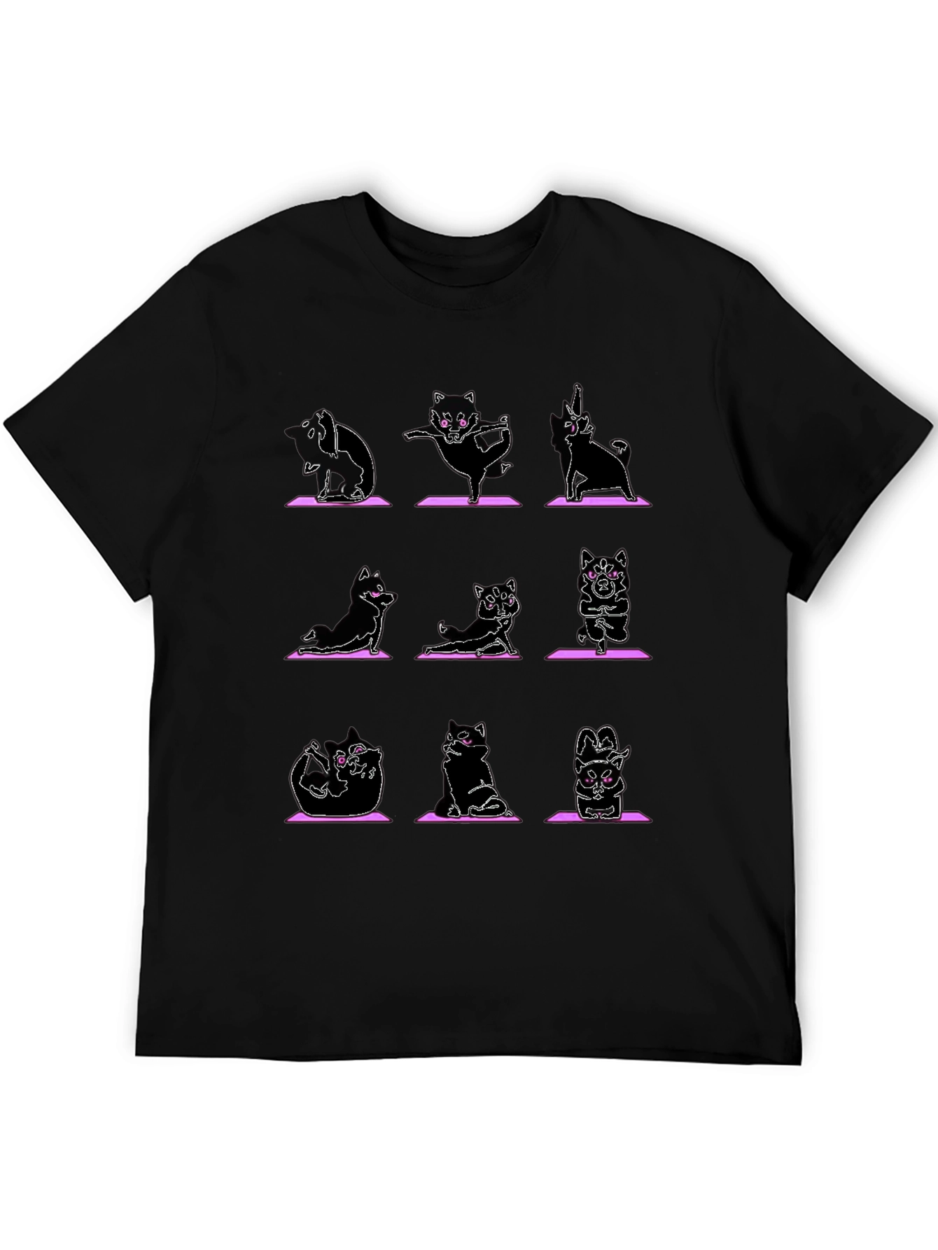 Yoga Cat Graphic Black T-Shirt