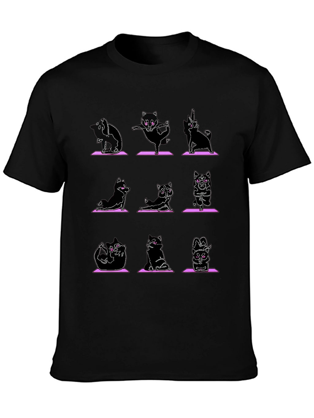 Yoga Cat Graphic Black T-Shirt