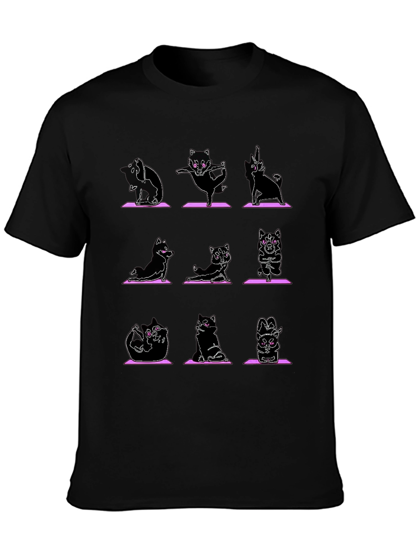 Yoga Cat Graphic Black T-Shirt