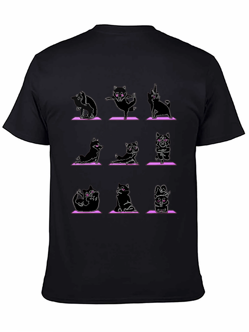 Yoga Cat Graphic Black T-Shirt