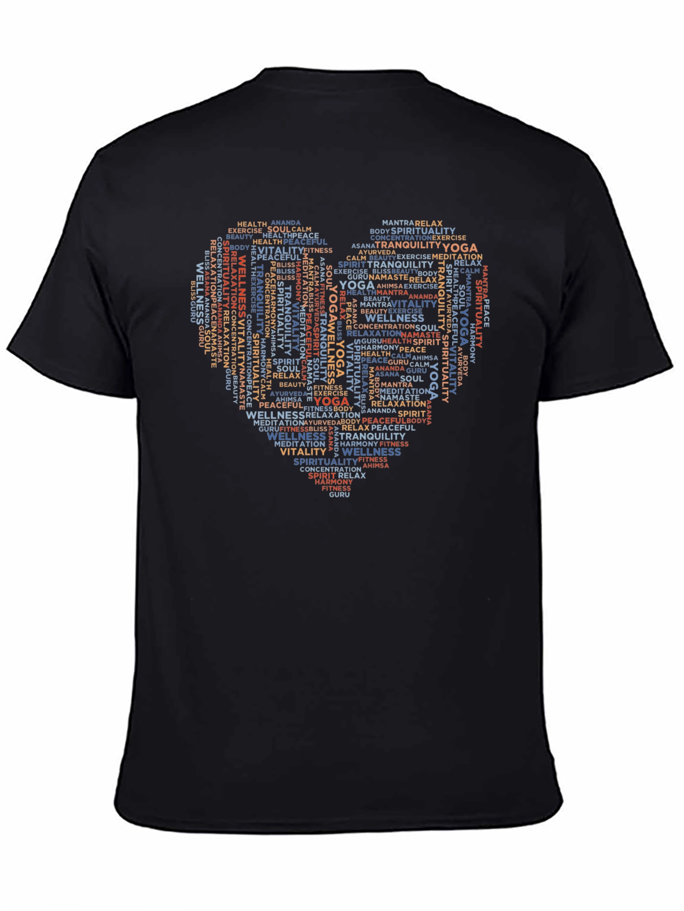 Yoga Heart Word Art T-Shirt - Wellness & Spirituality