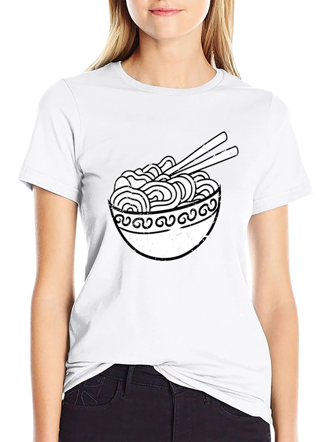 Ramen Bowl Graphic Tee - Black Casual T-Shirt